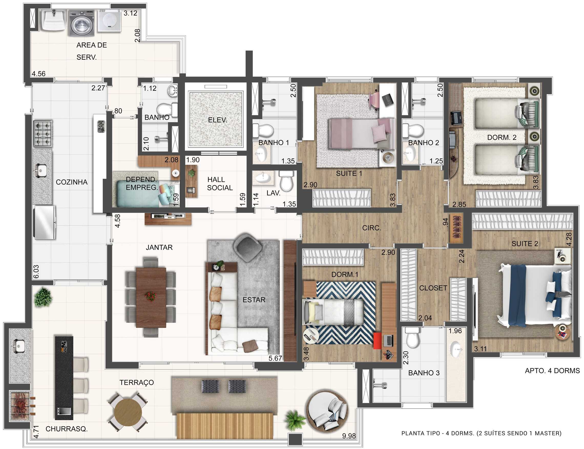 Planta - Apartamento à venda em São Paulo, Santana, com 4 quartos, 183,3m² - Urbano Specialist Real Estate