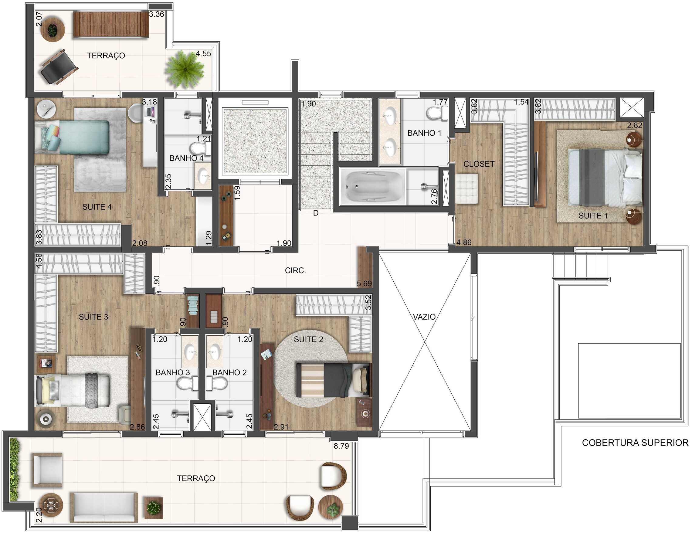 Planta - Apartamento à venda em São Paulo, Santana, com 4 quartos, 183,3m² - Urbano Specialist Real Estate
