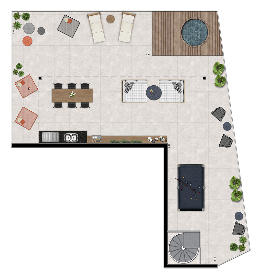 Planta - Duplex à venda em São Paulo, Itaim Bibi, com 1 quarto, 115,72m² - Urbano Broker